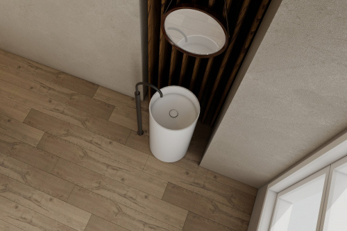 Раковина из искусственного камня Abber Stein AS2516-H 40х40 напольная цвет белый матовый без отверстий под смеситель - фото 3