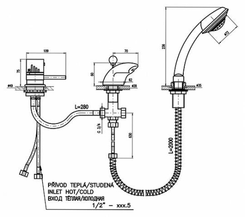 Смеситель RavSlezak DT270.5SZ на борт ванны золото - фото 2