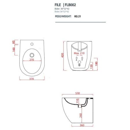 Биде напольное Artceram File 2.0 FLB002 05 00 цвет белый