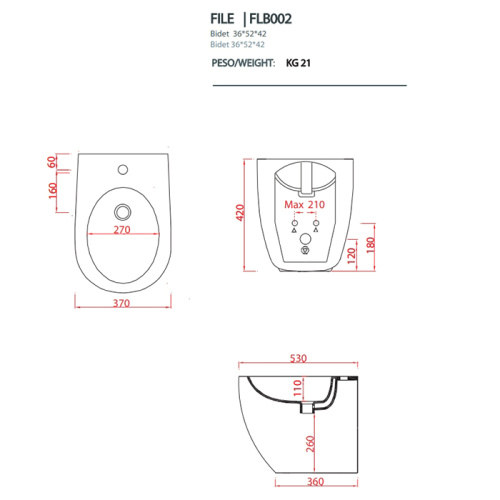 Биде Artceram File 2.0 FLB002 39 00 напольное - фото 2