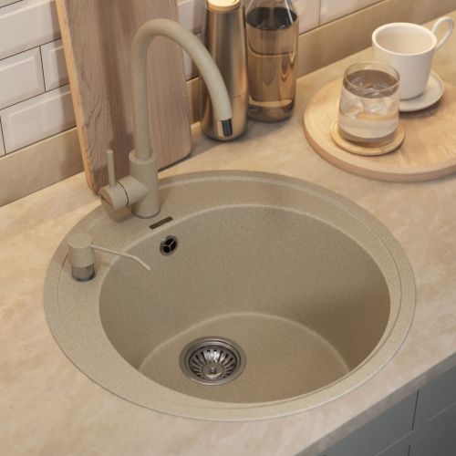 Кухонная мойка Uperwood Quartz Premium UPD-01 3910202101 50х50 цвет бежевый поверхность матовая - фото 3