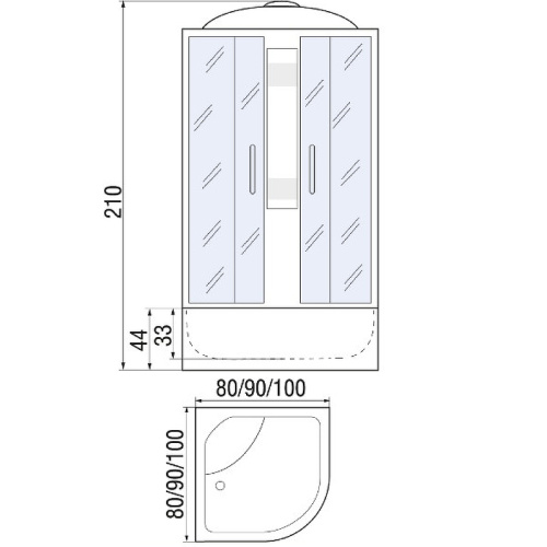 Душевая кабина River NARA 100/44 MT (10000002324) 100х100 четверть круга с крышей ориентация универсальная - фото 4