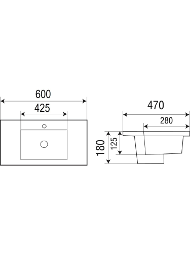 Раковина из санфаянса WeltWasser WW SK 47 см 10000005563 встраиваемая цвет черный матовый 1 отверстие под смеситель - фото 2