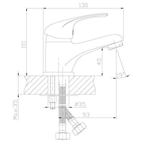 Смеситель Rossinka A A35-11 на раковину хром - фото 2