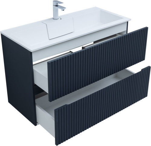 Тумба под раковину Aquanet Джейн 00313304 99х44х64 напольная/подвесная цвет синий - фото 3