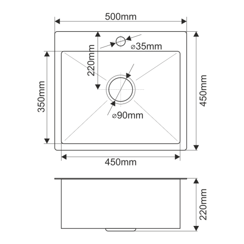 Кухонная мойка Melana ProfLine H5045/2 сатин 50х45 цвет сатин поверхность матовая - фото 2