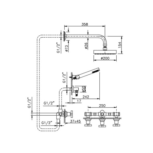 Душевой гарнитур Nicolazzi Mac Kinley 05 C2233 настенный  хром - фото 2