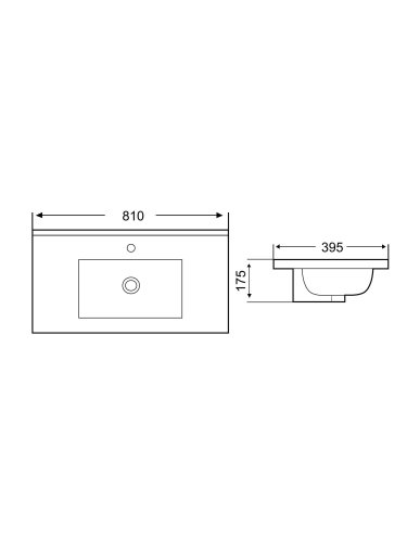 Раковина из санфаянса WeltWasser WW SK 40 см 10000005585 встраиваемая цвет белый глянцевый 1 отверстие под смеситель - фото 2