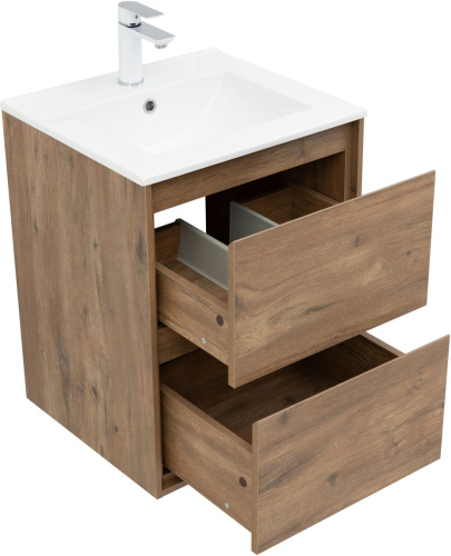 Тумба под раковину Aquanet Милан 00336376 50х45х64 подвесная цвет темное дерево - фото 4