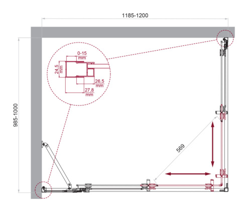 Душевой уголок BelBagno LUCE LUCE-AH-21-120/100-C-Cr 120х100 стекло прозрачное профиль хром глянцевый без поддона - фото 2