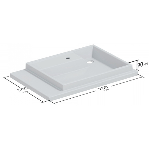 Раковина из искусственного камня СанТа Юпитер 900138 75х50 над стиральной машиной цвет белый 1 отверстие под смеситель - фото 5