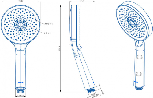 Душевая лейка Arrow AG3908CP округлая - фото 3