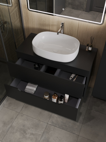 Тумба с раковиной Orange Line Li-100TubMDF+B08-600W 101х46х69 - фото 4