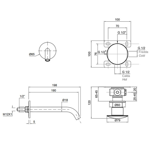 Излив для раковины Antonio Lupi Completamenti AY921SA встраиваемый в стену белый - фото 2