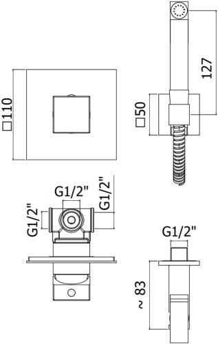 Гигиенический душ со смесителемPaffoni KITDUP112NO встраиваемый в стену черный - фото 2