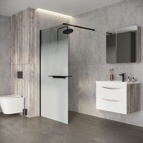 Душевая перегородка Niagara Nova NG-582-12BLACK 120х200 стекло матовое профиль черный - фото 2