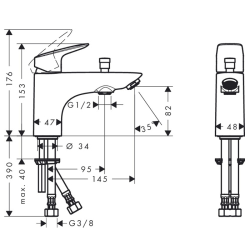 Смеситель Hansgrohe Logis 71311000 на борт ванны хром - фото 2