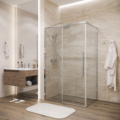 Душевая перегородка Grossman Galaxy 200.K33.01.90.10.00 90х195 стекло прозрачное профиль хром глянцевый - фото 3