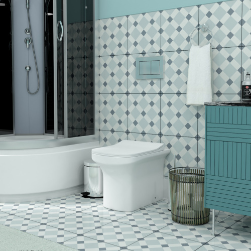 Унитаз приставной Teymi Nura T40109 белый с сиденьем микролифт безободковый каскадный смыв - фото 5