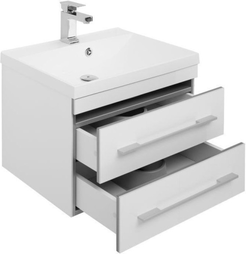 Комплект мебели: тумба с раковиной + зеркало-шкаф Aquanet Верона 00287651 58x48x152 подвесной цвет белый - фото 4