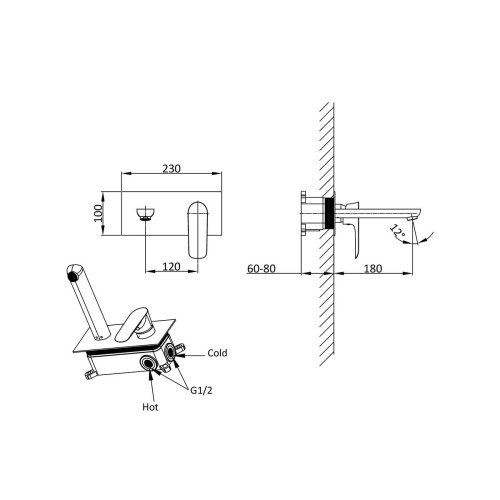 Смеситель Vincea Esse VBFW-1E1MB настенный черный - фото 3
