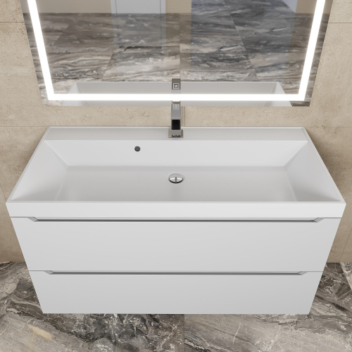 Раковина из литьевого мрамора Uperwood Classic 291020339 100х45 полувстраиваемая цвет белый глянцевый - фото 4