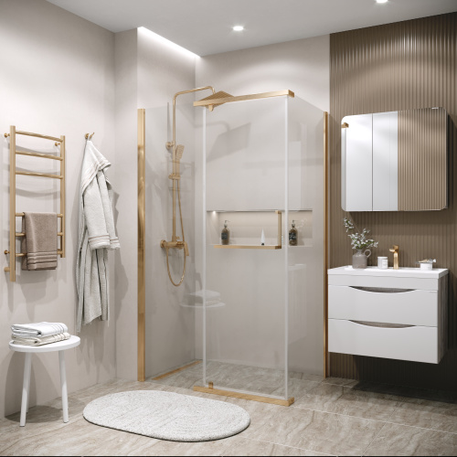 Душевой уголок Grossman Pragma 120.K33.03.1290.32.00 120х90 стекло прозрачное профиль золото матовое без поддона - фото 2