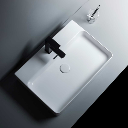 Раковина из сантехнического фарфора Vincea VBS-303 60х42 накладная цвет белый 1 отверстие под смеситель