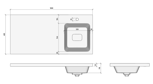 Раковина мебельная из литьевого мрамора Misty Kamilla 100 правая 4627173210560 100х48 над стиральной машиной цвет белый 1 отверстие под смеситель - фото 5