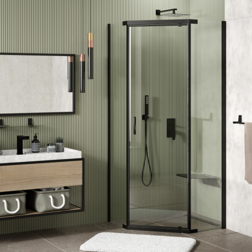Душевой уголок Wasserkraft Wiese 84P 84P11 90х90 стекло прозрачное профиль черный без поддона - фото 2