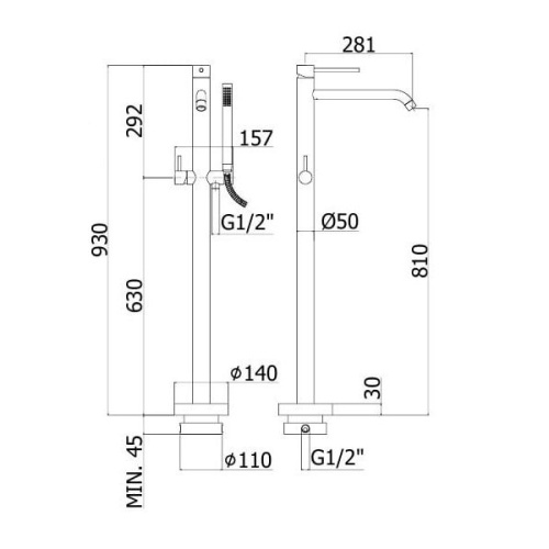 Смеситель для ванны с душем Paffoni Light LIG032BO напольный белый - фото 2