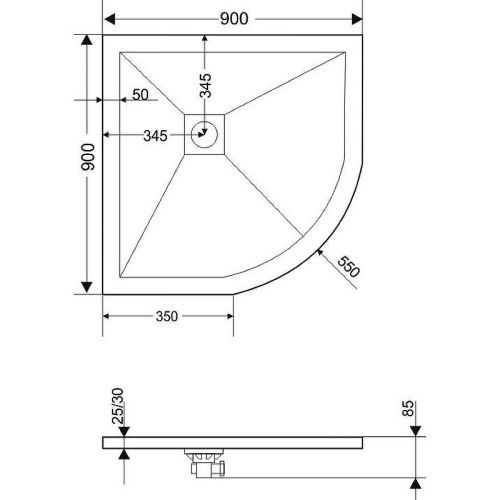Душевой поддон из искусственного камня RGW Stone Tray 16153099-01 90х90 белый без ножек - фото 3