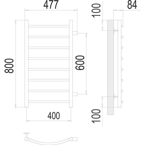 Полотенцесушитель Terminus 4670078530240 48х80 водяной хром - фото 3