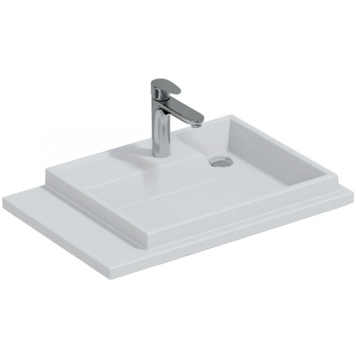 Раковина из искусственного камня СанТа Юпитер 900138 75х50 над стиральной машиной цвет белый 1 отверстие под смеситель - фото 2