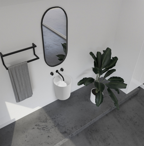 Раковина из искусственного камня Abber STEIN AS2624 42х42 подвесная цвет белый матовый без отверстий под смеситель - фото 2