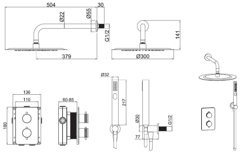 Душевая система Allen Brau Priority 5.31013-BN встраиваемая в стену цвет никель с термостатом - фото 2