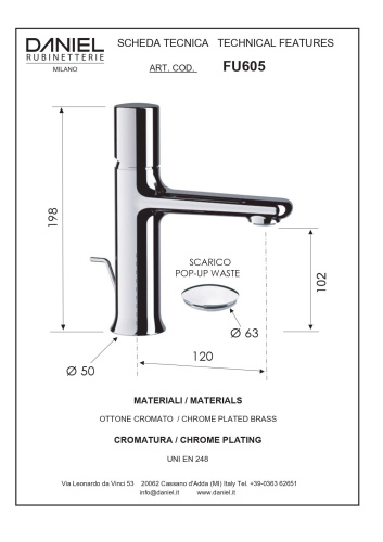 Смеситель Daniel Fusion FU605-CF на раковину хром черный глянцевый - фото 2