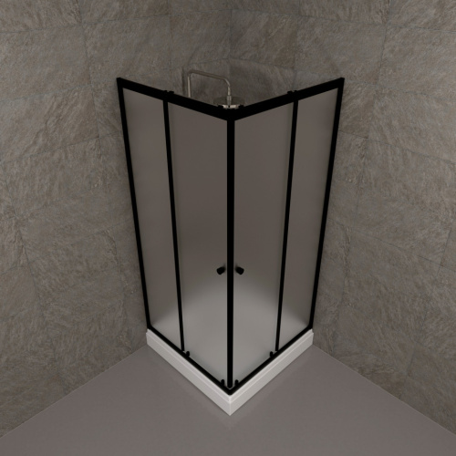 Душевой уголок Тритон Вента Щ0000073552 80х80 стекло матовое профиль черный с поддоном - фото 4