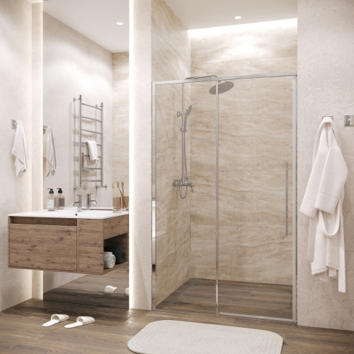 Душевая дверь Grossman Galaxy 100.K33.01.140.10.00 140х195 стекло прозрачное профиль хром глянцевый - фото 3