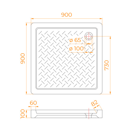 Душевой поддон RGW CER 19170199-04 90х90 керамика черный - фото 3