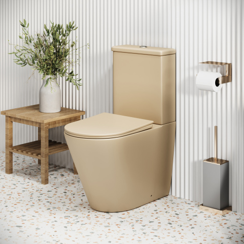 Унитаз напольный с бачком Grossman Color GR-4480BEMS бежевый матовый с сиденьем безободковый каскадный смыв - фото 5