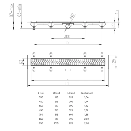 Душевой лоток Veconi Line B 850 V850LB 85х5 черный