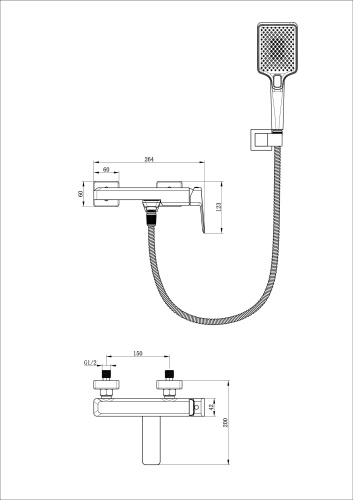 Смеситель для ванны и душа Wonzon & Woghand DIAMOND WW-88639011-BN настенный никель - фото 2
