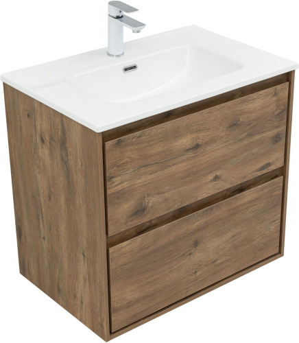 Тумба под раковину Aquanet Милан 00336378 70х45х64 подвесная цвет темное дерево - фото 5