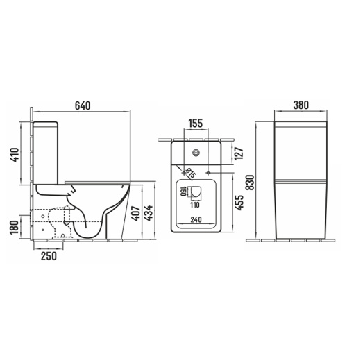 Унитаз напольный с бачком Melana MLN-310306MB черный с сиденьем микролифт безободковый смыв торнадо - фото 3