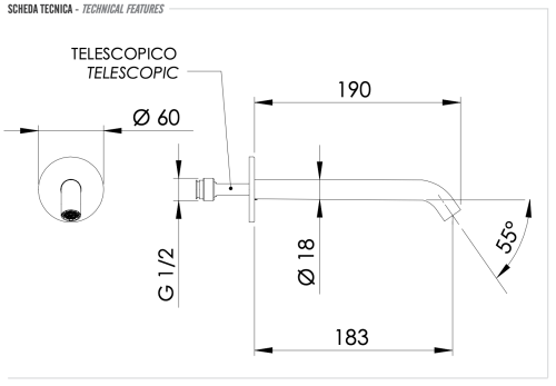 Излив Remer X Style Inox SS91XL настенный нержавеющая сталь - фото 2