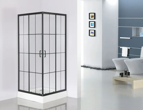 Душевой уголок Cerutti SPA MUZA90 90х90 стекло прозрачное с рисунком профиль черный без поддона - фото 3