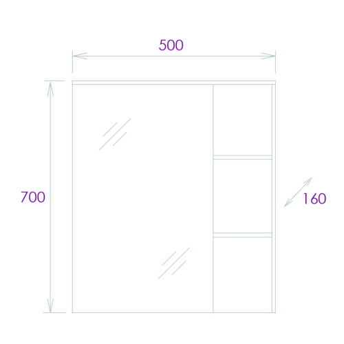 Зеркало-шкаф Onika Легран 205022 50х16х70 подвесной цвет коричневый - фото 3