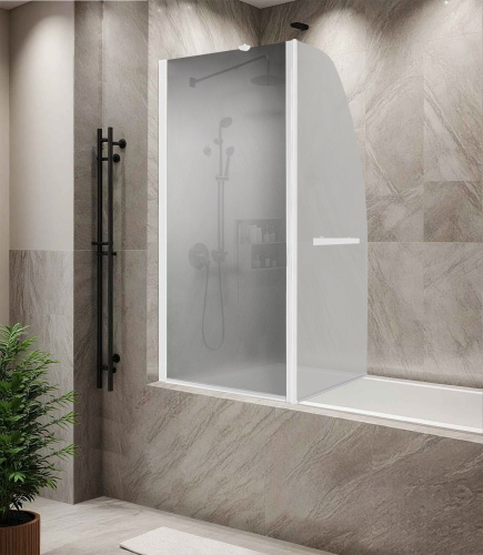 Душевая шторка на ванну Parly F03F 120х130 стекло матовое профиль белый ориентация универсальная