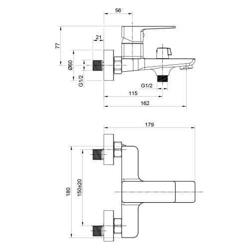 Смеситель для ванны WesnaArt Narcis NAR06-310BL-25201 настенный черный - фото 2